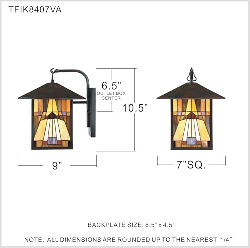 Classic Geometric Handcrafted Mission Outdoor Wall Sconce, 1-Light 100 Watt, 11" H x 7" W, Valiant Bronze