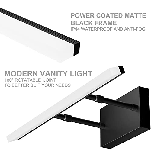 31.5 inch Modern Black Vanity Light Adjustable Bathroom Light Fixtures Over Mirror Rotatable Vanity Lighting 5500K