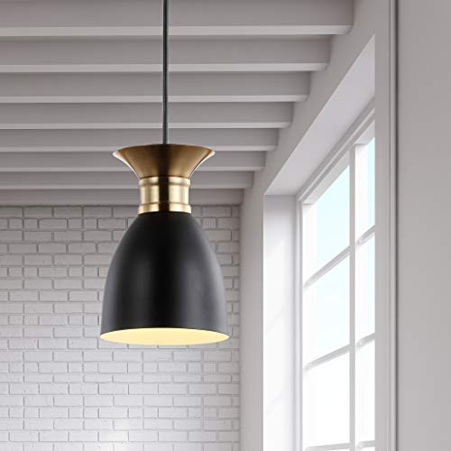 Linear 3-Light Metal LED Pendant Contemporary Dimmable Dining Room Living Room Kitchen Foyer Bedroom Hallway, Black/Brass Gold