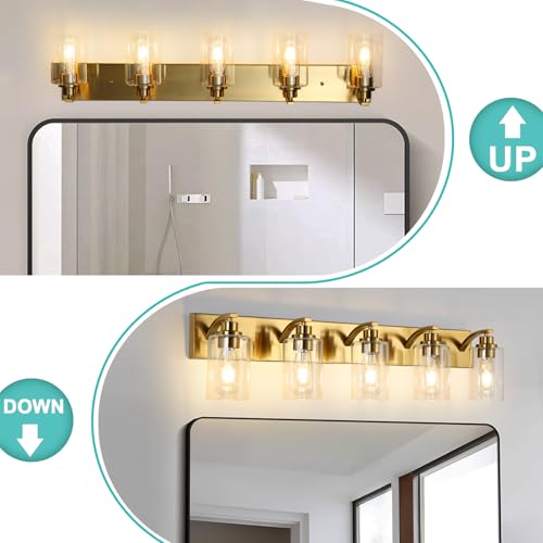 2-Light Bathroom Light Fixtures Modern Chrome Vanity Lights for Bathroom Lighting fixtures Over Mirror with Clear Glass Shade for Cabinet Mirror Bedroom Hallway