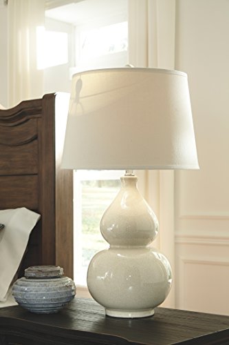 31" Ceramic Table Lamp with Double Gourd Base, Cream