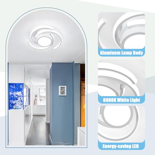 LED Modern Ceiling Light,6000K Semi Flush Mount Ceiling Light Fixture,Unique Ceiling Light for Living Room Bedroom Corridor Aisle Hallway Indoor Ceiling Lamp (D11 in*H2.9 in; 33W)