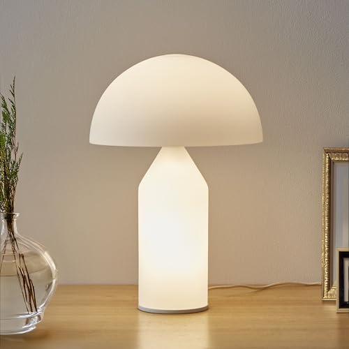 Venus Glass - Contemporary Table Lamp with Glass Shade and Body - Unique Mushroom Table Lamp - Dimmable LED Light Bulbs for Bedroom Reading, Great Décor for Living Rooms, Offices