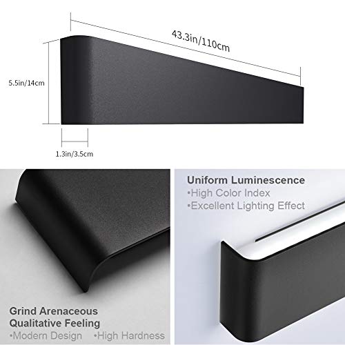 24in/20W Matte Black Modern Vanity Light Up and Down LED Vanity Light for Bathroom Wall Lighting Fixtures (Cool White 5000K)