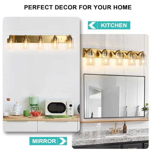 2-Light Bathroom Light Fixtures Modern Chrome Vanity Lights for Bathroom Lighting fixtures Over Mirror with Clear Glass Shade for Cabinet Mirror Bedroom Hallway