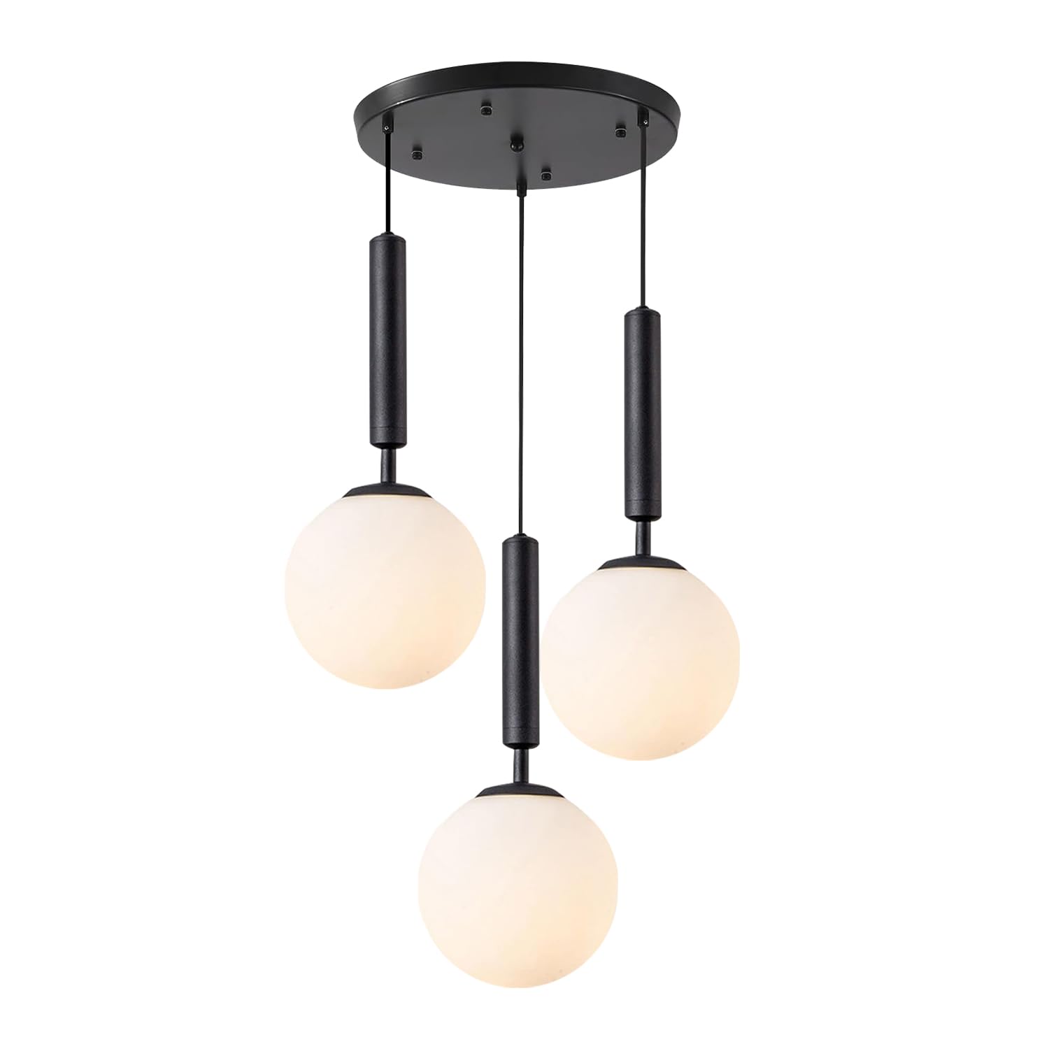 Modern 3 Light Cluster Pendant Lights Kitchen Island Mid Century Adjustable Brushed Gold Globe Chandelier Pendant Light Fixture Retro Vintage Milk White Glass Round Multi Hanging Ceiling Light