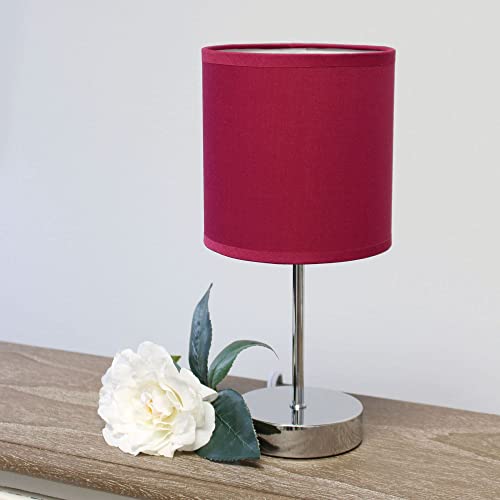 Chrome Mini Basic Table Lamp with Fabric Shade, White