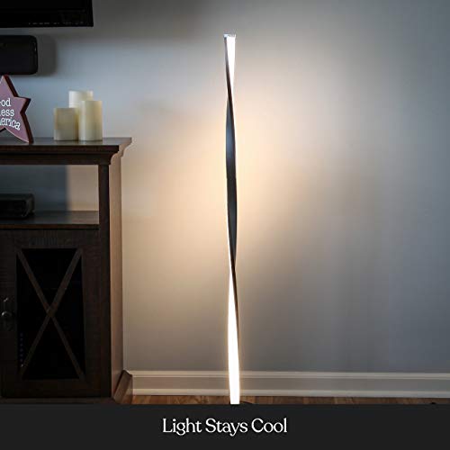 LED Bright Floor Lamp for Living Rooms & Bedrooms, 48" Tall Pole Lamp, Dimmable Standing Lamp - Platinum Silver