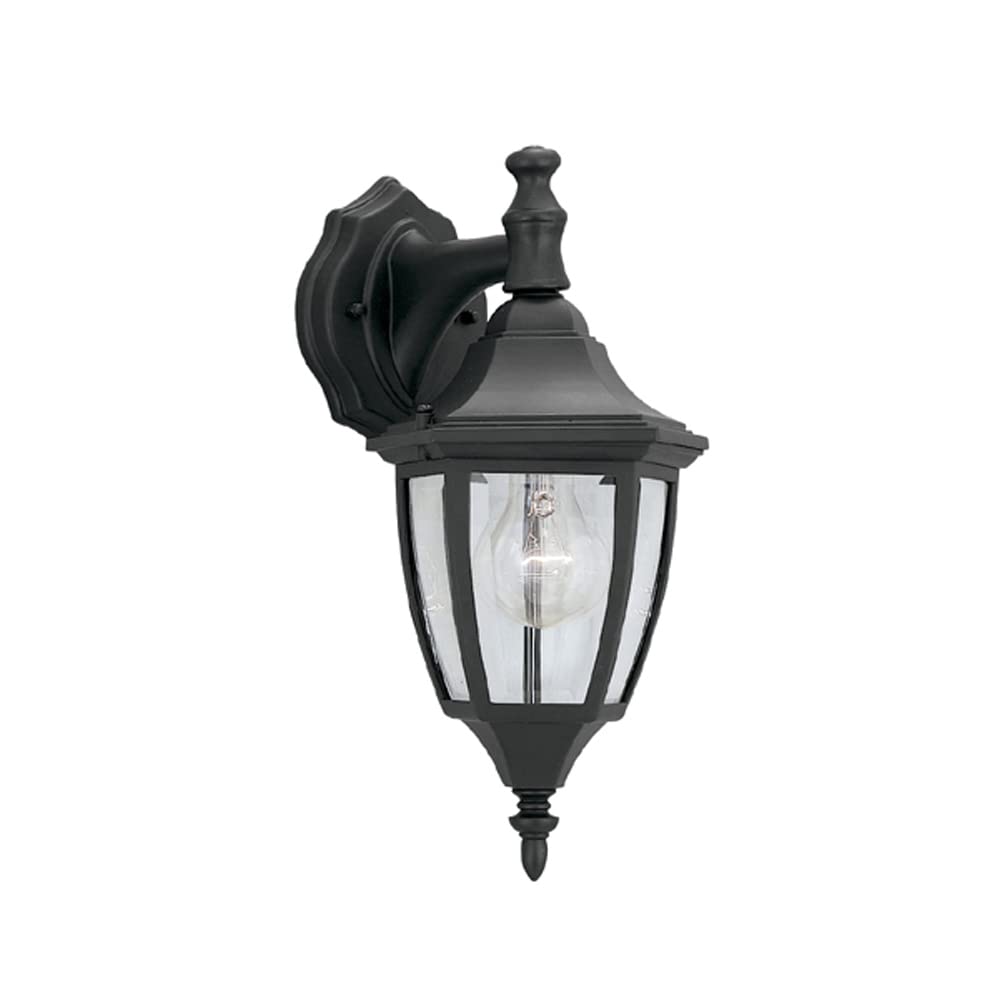 Outdoor Wall Lantern Sconce, 14.25in H, Black