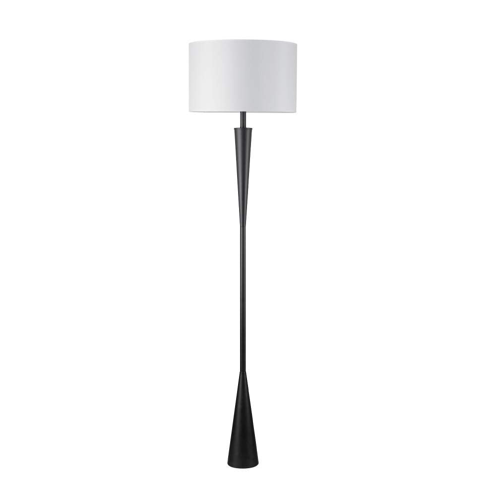 Globe Electric Novogratz x 67225 65" Floor Lamp, 2-Tone Wood Toned Base, White Fabric Shade, Socket Rotary Switch, Living Room Décor, Reading Light, Home Essentials, Bedroom, Office Accessories