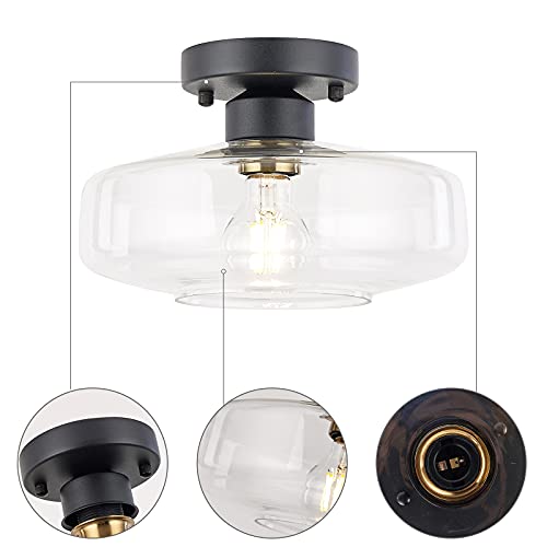 Flush Mount Light with Frosted Glass Shade, Brass Gold Finish Ceiling Light Fixture for Kitchen, Hallway, Entryway, Bathroom, Closet