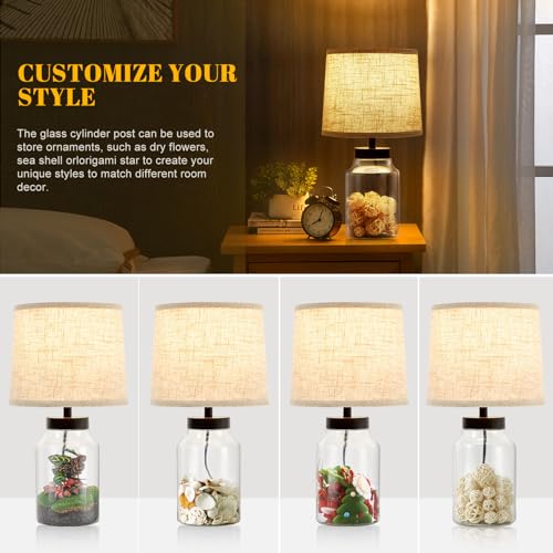 Fillable Table Lamp, Table Lamp with Clear Glass Fillable Modern Table Lamp with Black Square lampshade Beside Lamp for Living Room Bedrooms Office Bulbs Included(Black Square)