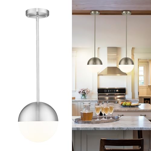 Modern Pendant Lighting Gold Globe Pendant Light Fixture, Mid Century Chandelier One Light Hanging Fixture for Kitchen Island, Adjustable Indoor Lighting for Dinning Room Bedroom, LMS-187