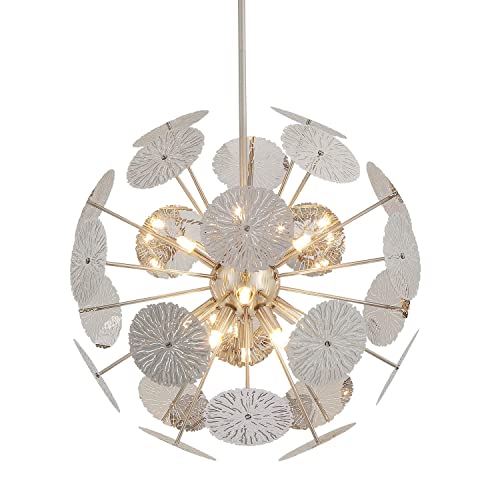 Lighting 12-Light Modern Sputnik Chandelier Gold with Bulbs, Adjustable Rods Globe Pendant Lighting Fixture for Dining Room Kitchen Island Foyer Farmhouse