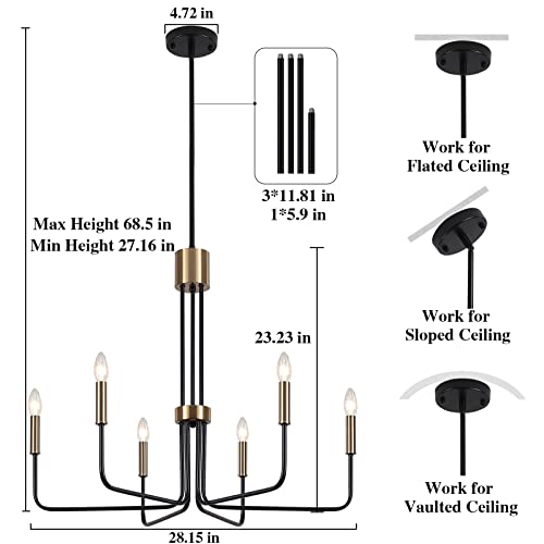 Farmhouse Chandeliers for Dining Room Light Fixtures 8 Lights Black Chandeliers Light Fixture Ceiling Hanging Rustic Chandeliers for Living Room Bedroom Entryway