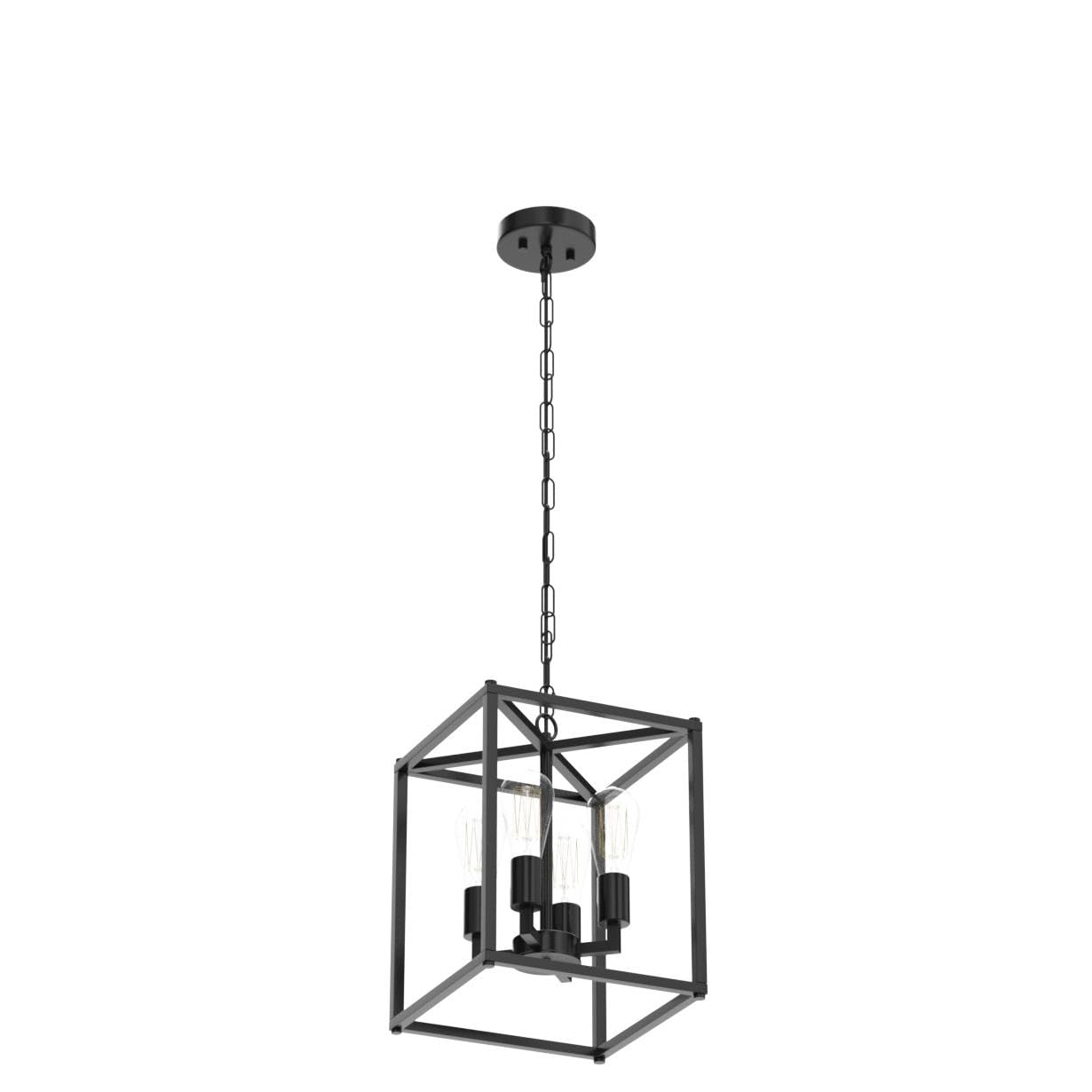 4-Light Black Chandelier,Modernized Ceiling Hanging Light Fixture for Bedroom Kitchen Island Foyer Living Room Dining Room Hallway