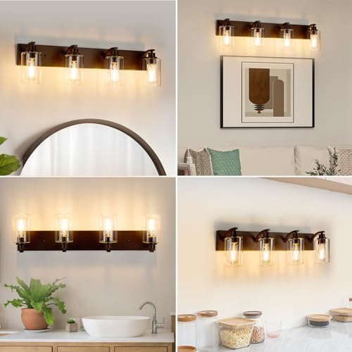 2-Light Bathroom Light Fixtures Modern Chrome Vanity Lights for Bathroom Lighting fixtures Over Mirror with Clear Glass Shade for Cabinet Mirror Bedroom Hallway