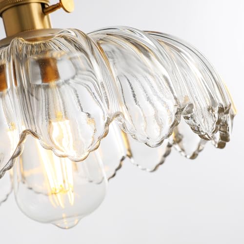 Glass Pendant Light Vintage Light Fixtures, Glass Pendant Lights Kitchen Island, Gold Pendant Light, Modern Chandelier Pendant Shade Green Light Fixture for Bedroom Hotel Dining Room