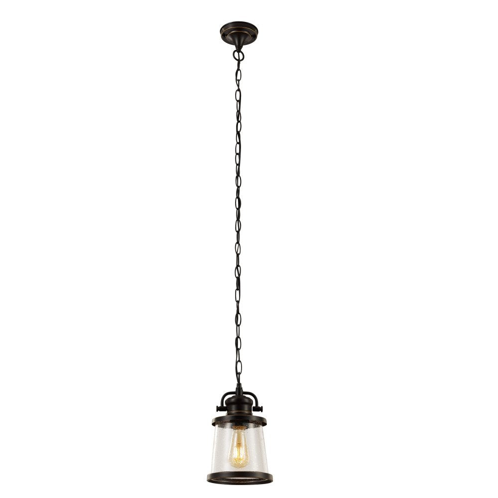 1-Light Outdoor Indoor Pendant Lighting, Matte Black, Textured Socket, Outdoor Lighting Modern, Outdoor Light Fixture, Porch Light, Kitchen Island, Bulb Not Included