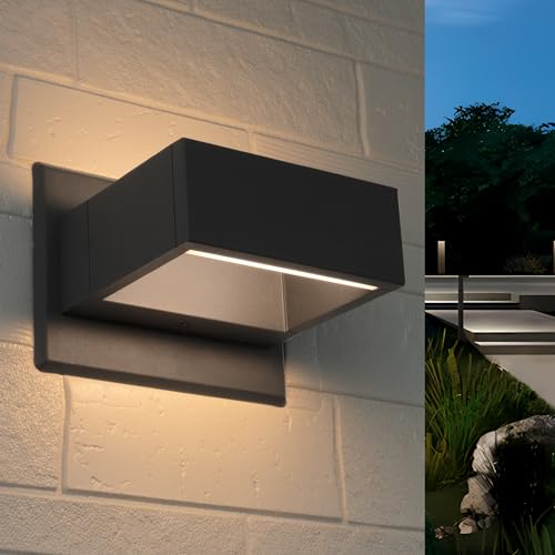 Outdoor Wall Sconce LED Up Down Wall Mount Lamp Modern Exterior Lighting Fixture for Porch Front Door Garden Yard Patio, Waterproof Aluminum White Wall Lights Porch Lantern