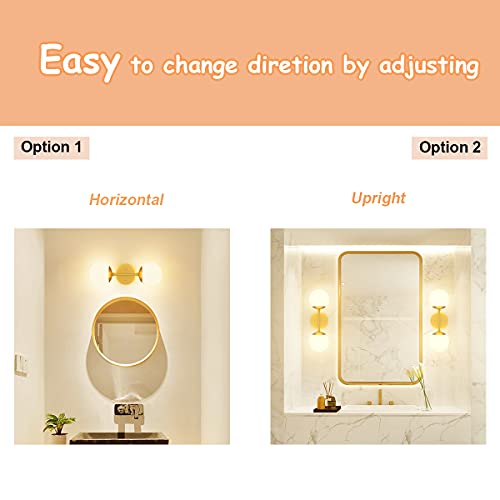 Gold Wall Sconce 1 Light,Mid Century Modern Globe Wall Sconce, Gold Wall Light for Restaurant Living Room Bedside Stairs Bathroom Mirror(3000K G9 Bulbs Include)