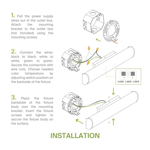 LED 18 Inch Wall Mount Vanity Lighting Fixture | 20W 1500LM 3000K-5000K 120V | 3CCT, Dimmable, Energy Star, ETL Listed | Bathroom Linear Light Bar, Long Tube Bath Sconce | Nickel