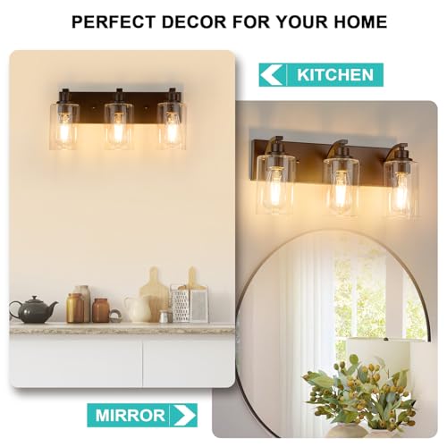 2-Light Bathroom Light Fixtures Modern Chrome Vanity Lights for Bathroom Lighting fixtures Over Mirror with Clear Glass Shade for Cabinet Mirror Bedroom Hallway