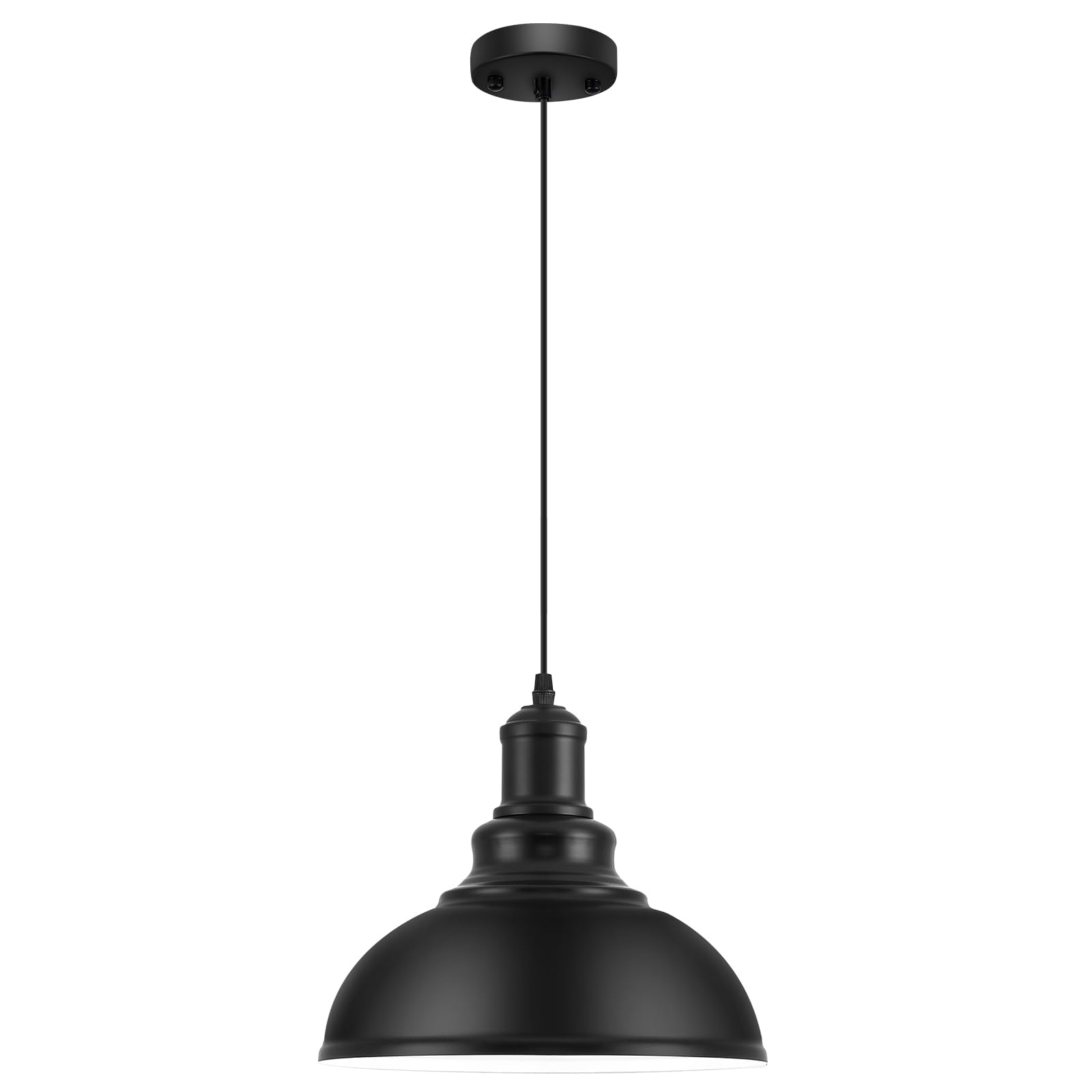 Industrial Semi Flush Mount Ceiling Light, Matte Black Farmhouse Light Fixture for Kitchen Island Dining Room Foyer Hallway Porch Barn Loft, Black, 13in