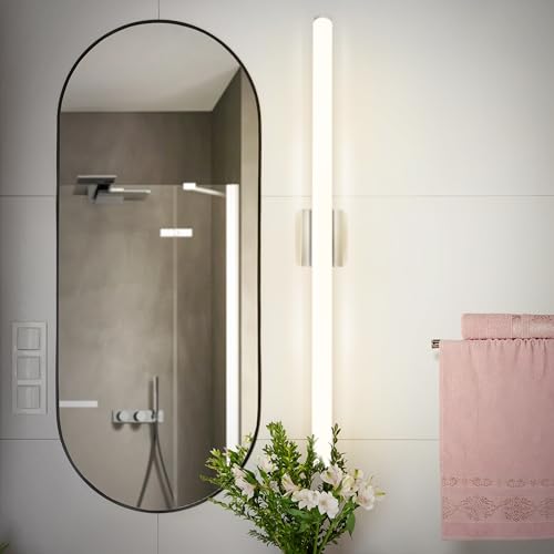 LED 18 Inch Wall Mount Vanity Lighting Fixture | 20W 1500LM 3000K-5000K 120V | 3CCT, Dimmable, Energy Star, ETL Listed | Bathroom Linear Light Bar, Long Tube Bath Sconce | Nickel