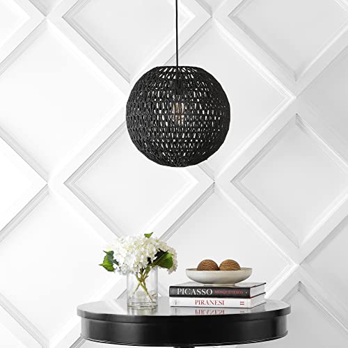 15.7" Woven Rattan Orb LED Pendant Minimalist Modern Contemporary Transitional Bohemian Modern Dimmable Adjustable Dining Room Living Room Kitchen Foyer Bedroom Hallway, White