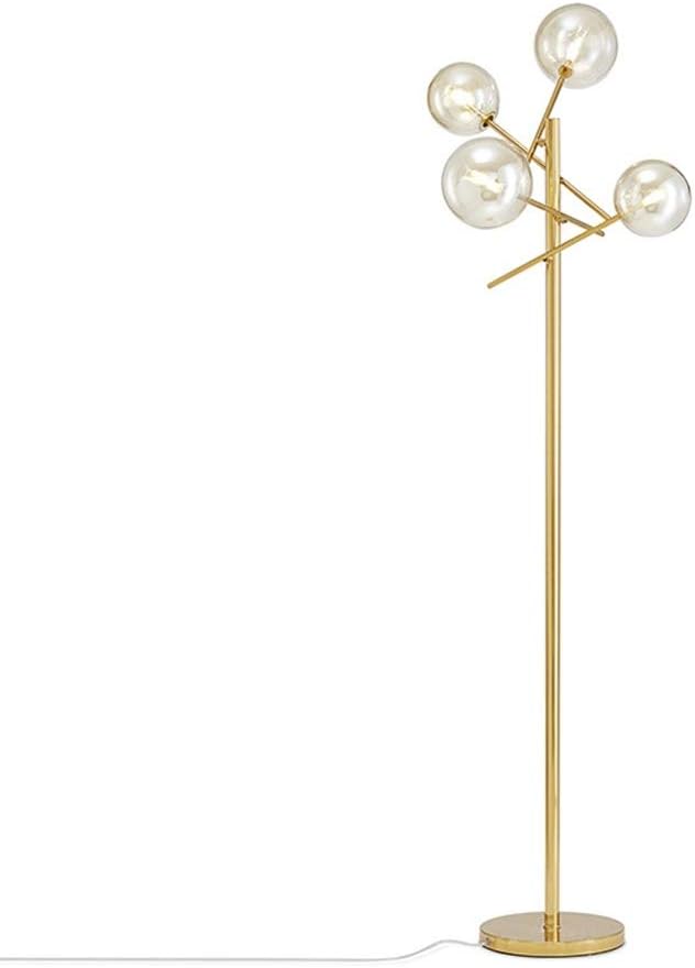 Sputnik Chandelier Floor Lamp for Bedroom,4-Lights Glass Shade Floor Lamps for Living Room,Brass/Gold