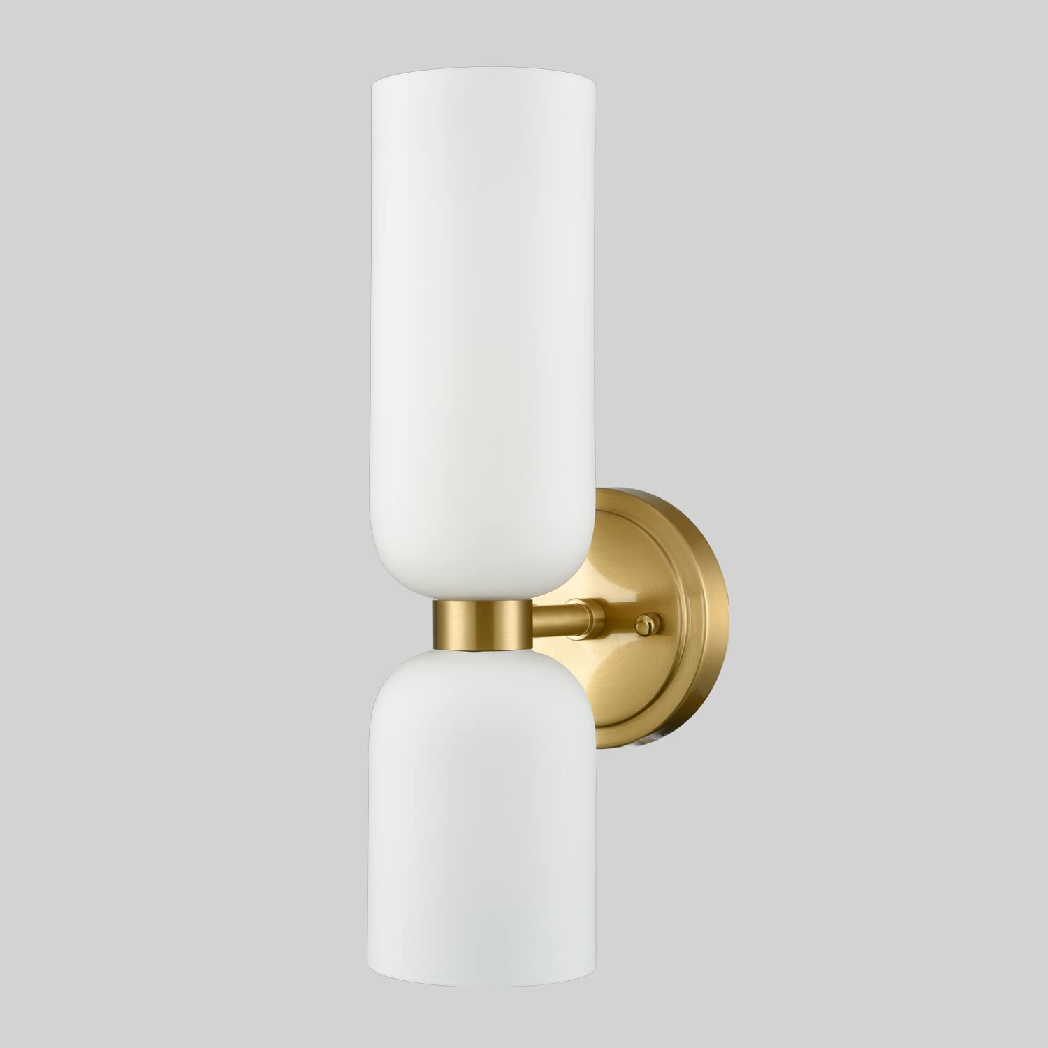 Gold Wall Sconces Set of Two 2-Light Modern Wall Light Bathroom Vanity Light Milky White Glass