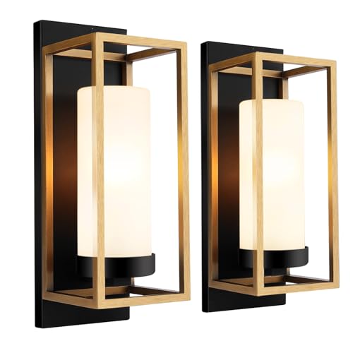 ALVIME Outdoor Wall Lights Fixture, Exterior Wall Lanterns, Waterproof&All-Weather Wall Sconce, Porch Outside Lights for Entryway, House Front Door Patio Garage, E26 Base&Etched Glass