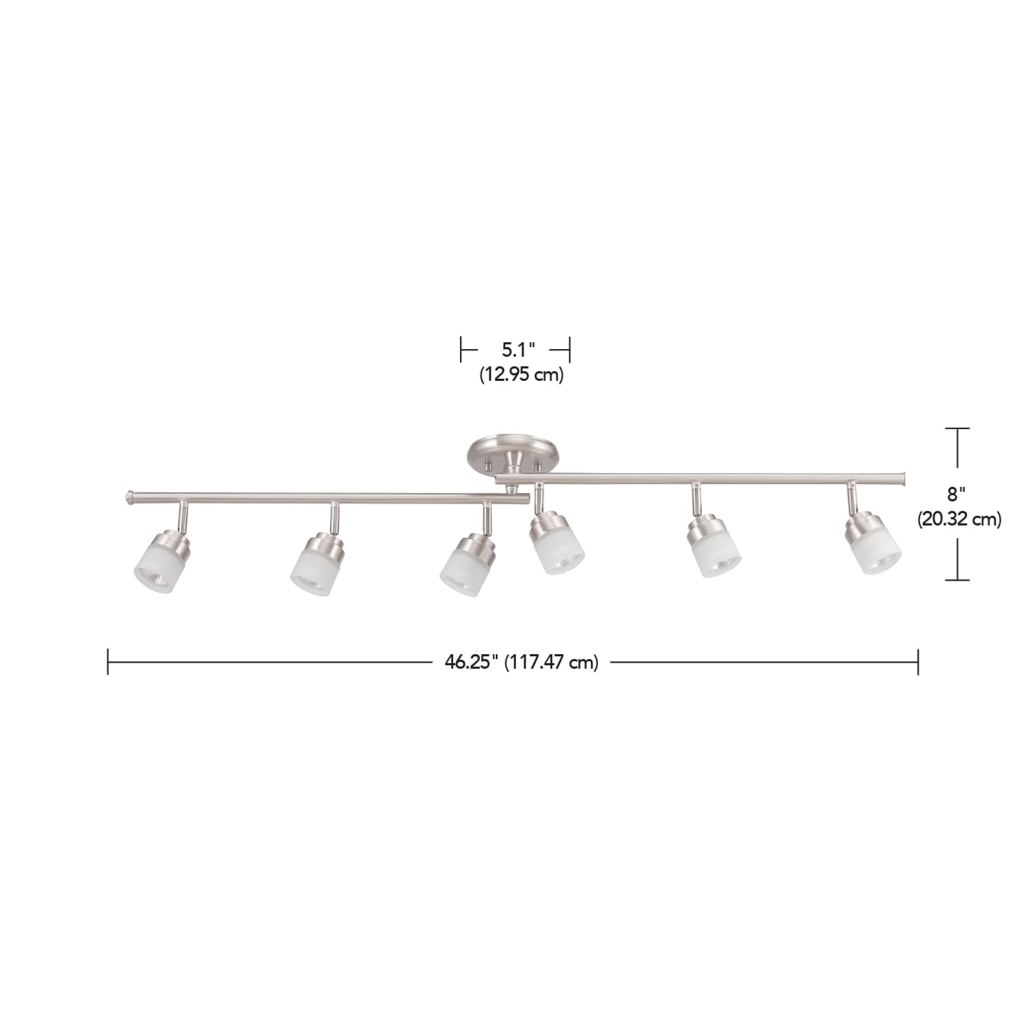 6-Light Foldable LED Integrated Track Lighting, Matte Black, Center Swivel Bars, 2400 Lumen