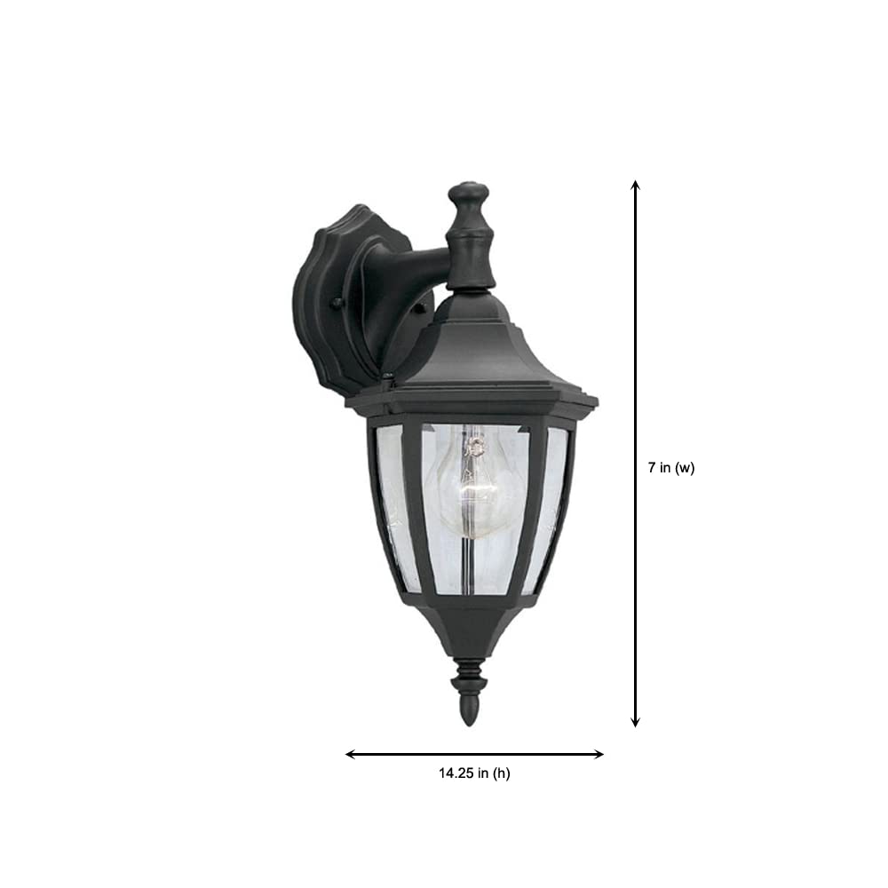 Outdoor Wall Lantern Sconce, 14.25in H, Black