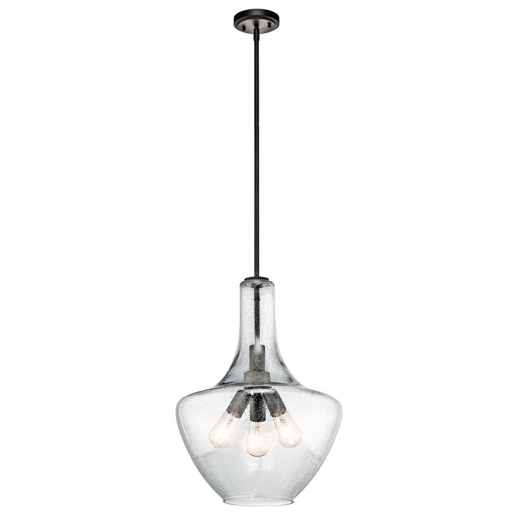 19.75" Kitchen Bell Pendant in Olde Bronze®, 1-Light Clear Glass Pendant Light, (19.75" H x 13.75" W), 42046OZ