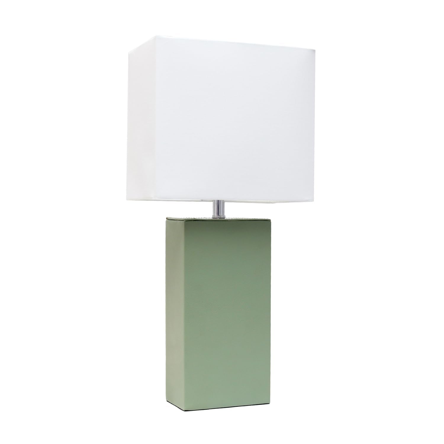 Modern Leather Table Lamp with White Fabric Shade, Gray (Pack of 1)