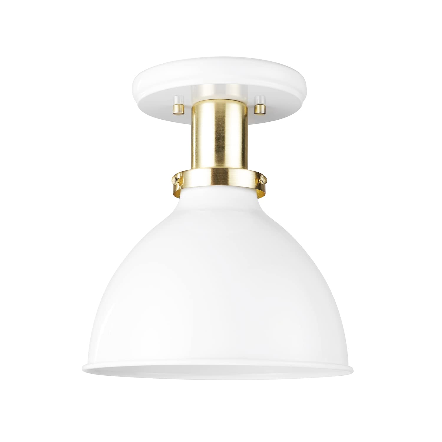 1-Light Semi-Flush Mount Ceiling Light, Matte Black, Matte Brass Accents, Bulb Not Included