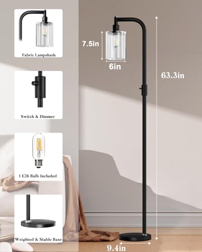 Dimmable Globe Floor Lamp, Gold Standing Lamps with 4PCS 3000K G9 Bulbs Soft Warm White Eye Care, Mid Century Modern Floor Lamp for Living Room