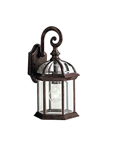 1 Light Outdoor Wall Light with Clear Beveled Glass in Tannery Bronze, 8.25 in