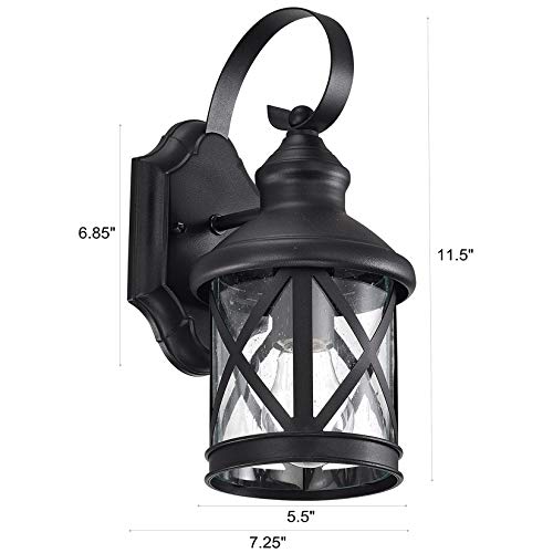 Oil Rubbed Bronze Exterior Wall Light Fixture, Outdoor Wall Lantern with Clear Water Glass, Outside Light for House Entryway Porch