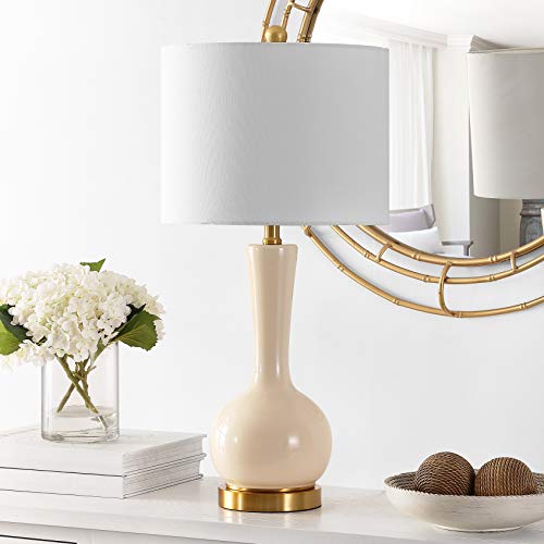 Lighting Collection Gaetna Modern Contemporary Ivory Glass 27-inch Bedroom Living Room Home Office Desk Nightstand Table Lamp (LED Bulb Included)