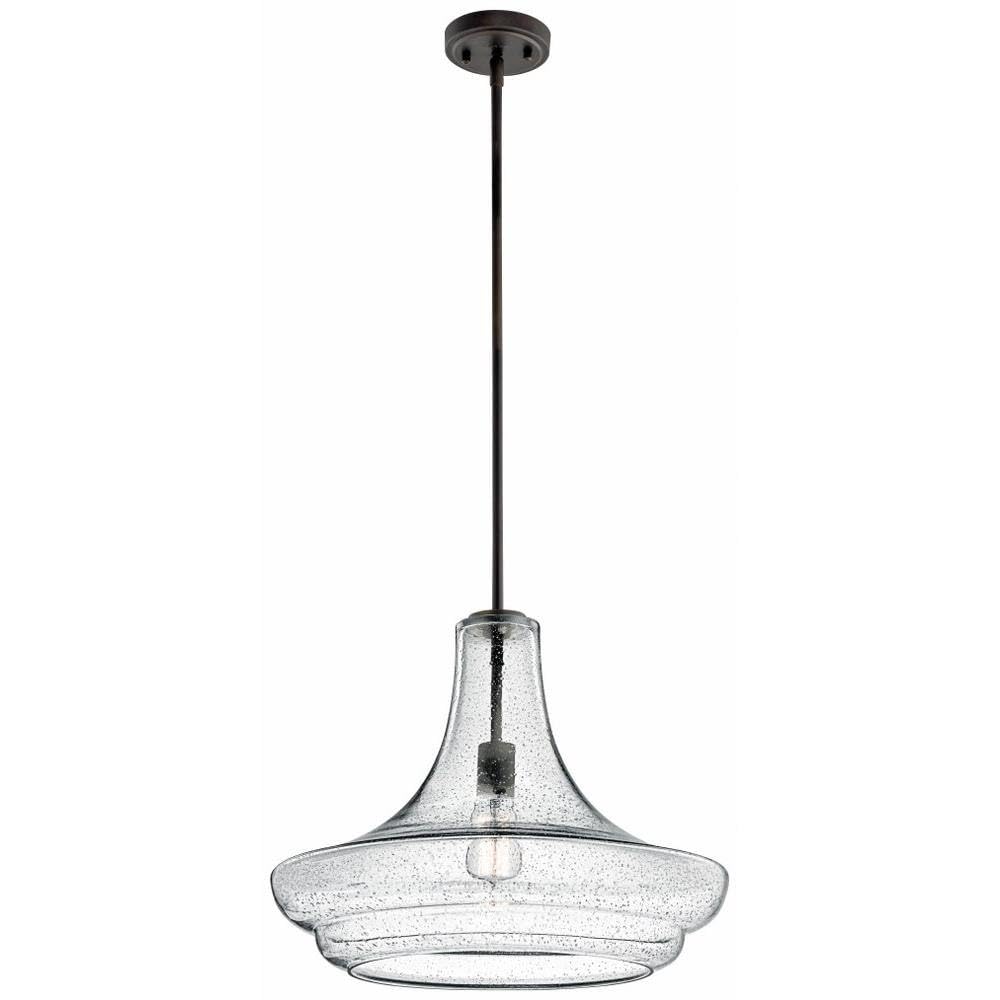 19.75" Kitchen Bell Pendant in Olde Bronze®, 1-Light Clear Glass Pendant Light, (19.75" H x 13.75" W), 42046OZ