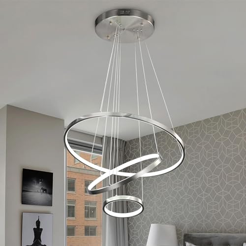 Modern LED Chandelier Contemporary Pendant Lighting Ring Light Fixture Gold with 4000K and 59in Height Adjustable Hanging Lamp for Kitchen Island Hallway Foyer Closet Corridor