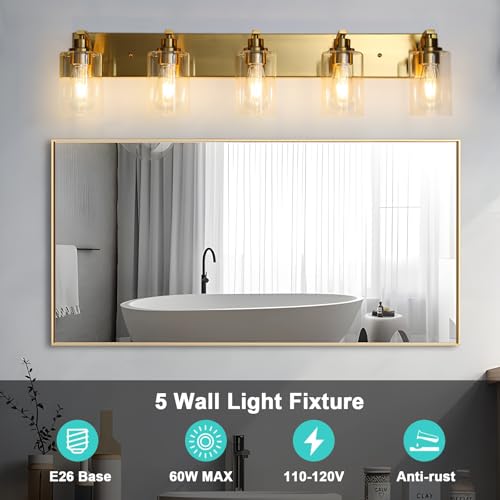 2-Light Bathroom Light Fixtures Modern Chrome Vanity Lights for Bathroom Lighting fixtures Over Mirror with Clear Glass Shade for Cabinet Mirror Bedroom Hallway