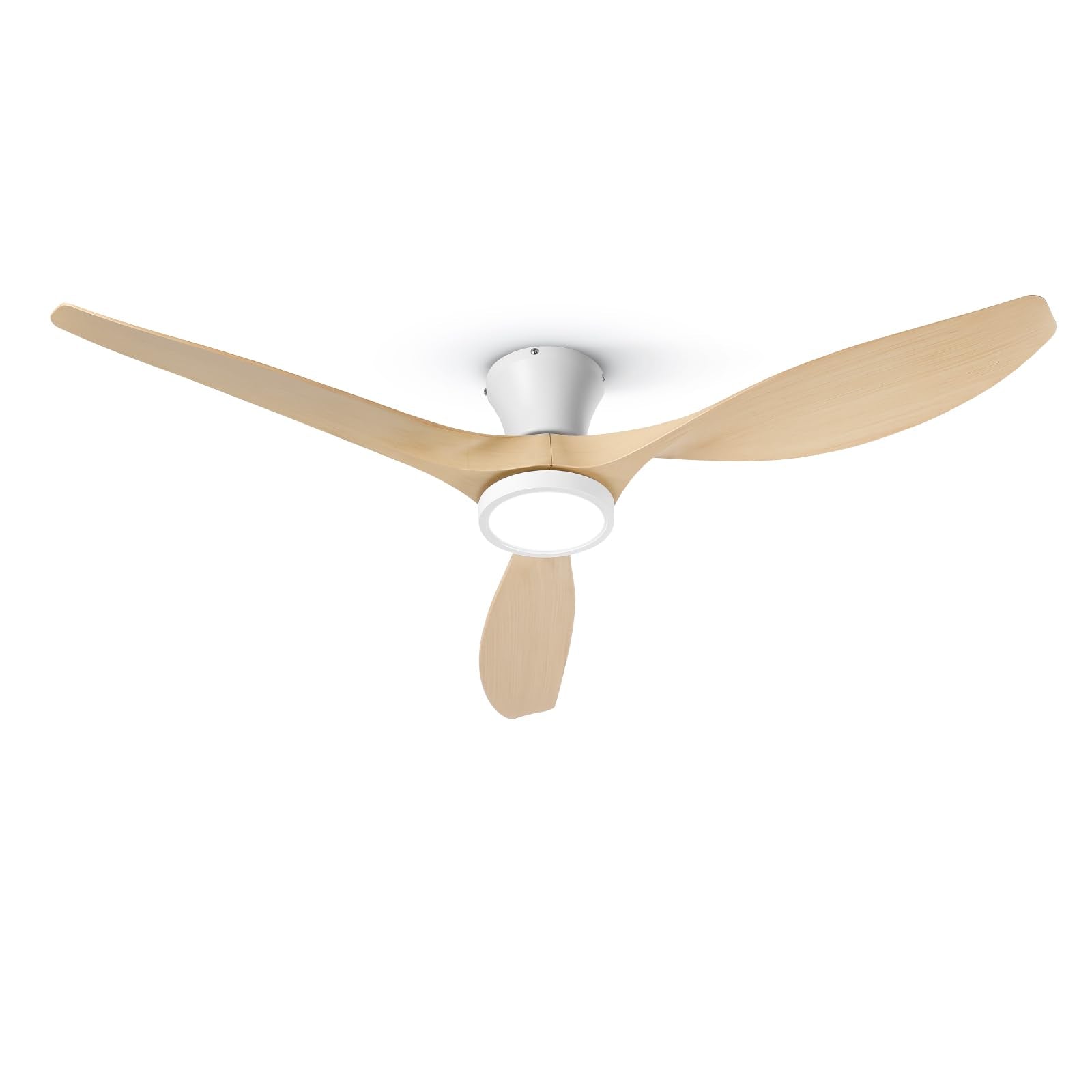 52 inch Ceiling Fans with Lights Remote Control, Modern Low Profile Ceiling Fan with Quiet Reversible DC Motor for Bedroom Living Room and Patio White