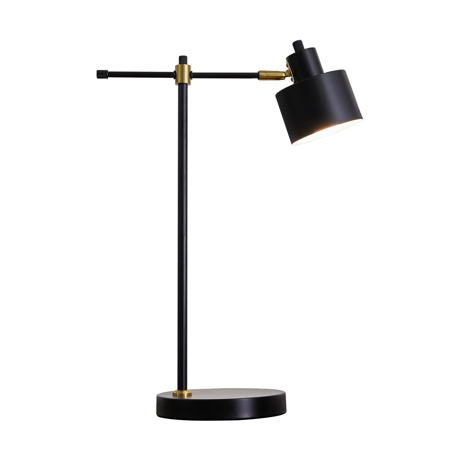 OYEARS 22.2“ Modern Industrial Desk Lamp for Reading LED Metal Table Lamp Light for Office Bedroom Study Room Living Room Nightstand Bedside Lamps Gold and Matte Black Accent Finish (Bulb Included)