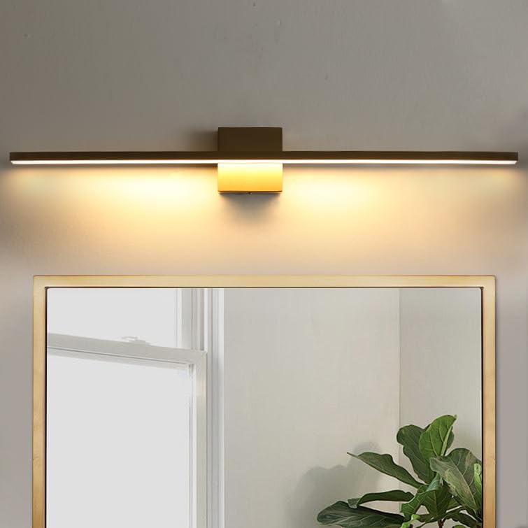 Gold Bathroom Light Fixtures Over Mirror, 20 Inch Brushed Brass Bathroom Vanity Light, LED Modern Wall Sconce 3000K Bar Vanity Lights for Bathroom Mirror Cabinets Bedroom