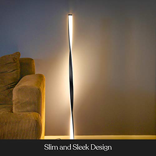 LED Bright Floor Lamp for Living Rooms & Bedrooms, 48" Tall Pole Lamp, Dimmable Standing Lamp - Platinum Silver