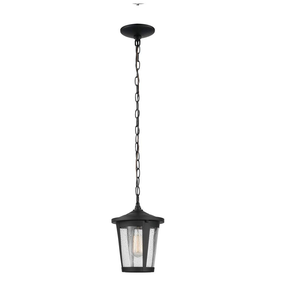 1-Light Outdoor Indoor Pendant Lighting, Matte Black, Textured Socket, Outdoor Lighting Modern, Outdoor Light Fixture, Porch Light, Kitchen Island, Bulb Not Included